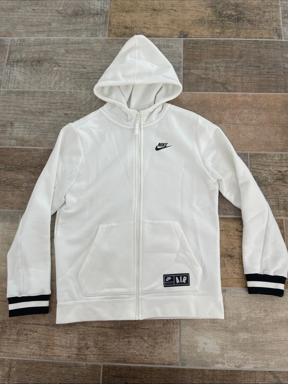 Nike Air White Full Zip Hoodie Hooded Sweatshirt Youth XL